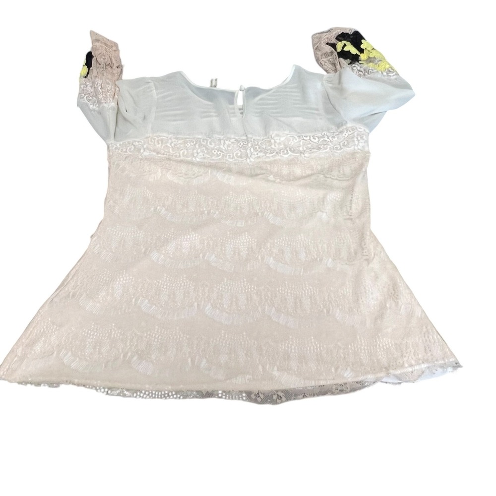 Gimmicks by BKE Lace Sheer Floral Appliqué Top Womens Medium Boho Long‎ Sleeve - Picture 9 of 9
